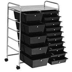 Timeless Tools  Pojízdný úložný vozík s 15 zásuvkami ve více barvách-černý
