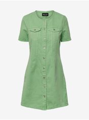 Pieces Zelené dámské džínové košilové šaty Pieces Tara M