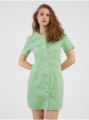 Pieces Zelené dámské džínové košilové šaty Pieces Tara M