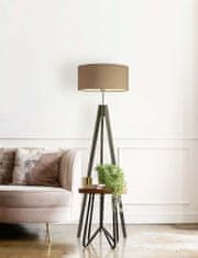 LYSNE.PL Moderní dřevěná stojací lampa, lampa do obývacího pokoje, osvětlení, E27, 60W, stativ, HAITI, ebenový rám, tmavě fialová