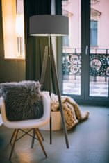 LYSNE.PL Moderní stojací lampa ze dřeva, lampa se stínidlem, E27, 60W, HAITI, šedý rám, grafitově šedá