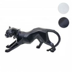 MCW Dekorativní figurka leopard D36, socha velké kočky, polyresin, vnitřní/venkovní, 45x20x11cm ~ černá matná s obojkem