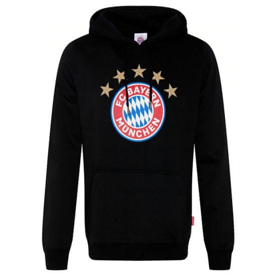 FotbalFans Pánská mikina FC Bayern Mnichov s kapucí, černá, 100% bavlna