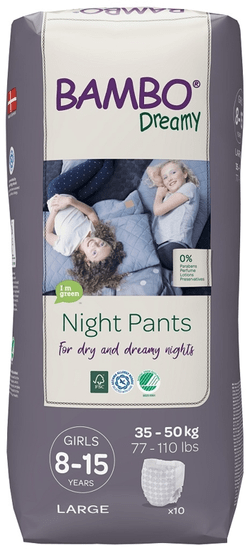 abena BAMBO Dreamy Night Pants Kalhotky plenkové jednorázové Girls 8-15 let (35-50 kg) 10 ks