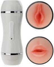 XSARA Dvoustranný masturbátor 36 funkcí umělá vagína a ústa v uzavíratelné tubě - 74084649