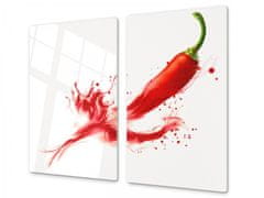 Glasdekor Ochranná deska chilli paprička - Ochranná deska: 60x70cm, Lepení na zeď: S lepením na zeď