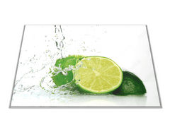 Glasdekor Skleněné prkénko ovoce limety ve vodě - Prkénko: 30x20cm