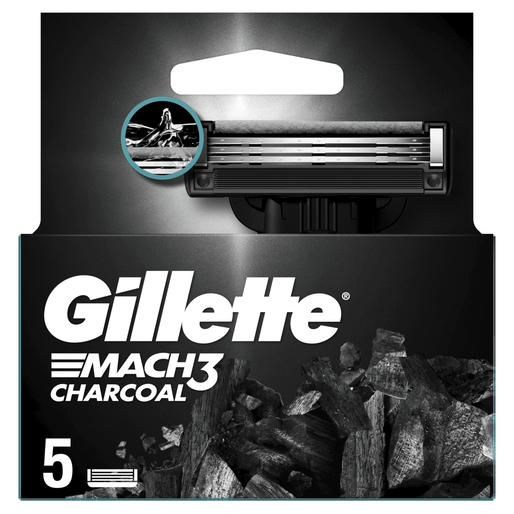 Levně Gillette Mach3 Charcoal Náhradní hlavice do holicího strojku pro muže 5 ks