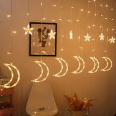 LEBULA Měsíční světla, hvězdy, vánoční osvětlení, záclony, 96LED