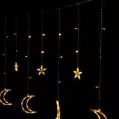 LEBULA Měsíční světla, hvězdy, vánoční osvětlení, záclony, 96LED
