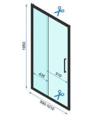 BPS-koupelny 3-stěnný čtvercový sprchový kout REA RAPID SLIDE 100/dveře x 100/pevná stěna cm, černý