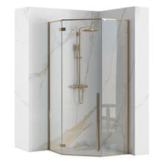 BPS-koupelny Pětiúhelníkový sprchový kout REA DIAMOND 90x90 cm, zlatý se sprchovou vaničkou Diamond černá
