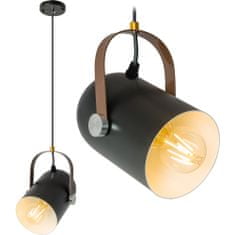 Toolight Kovový závěsný stropní lampový projektor LOFT černý s páskem
