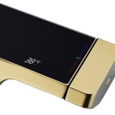 BPS-koupelny Sprchový komplet s termostatickou baterií REA ROB černý mat/zlatý kartáčovaný