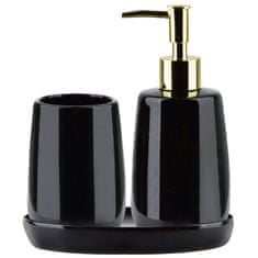 BPS-koupelny Koupelnový set REA 322125 černý - mýdlenka, dávkovač na mýdlo a kelímek na kartáčky