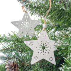 Tutumi Sada dřevěných závěsů na vánoční stromek 2ks Bílé hvězdy