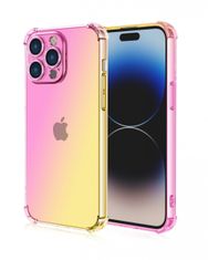 TopQ Kryt iPhone 15 Pro Shock duhový růžovo-žlutý 99704