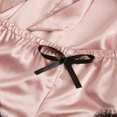 Dámský set na spaní: romantický župan s kraťasy a krajkovým spodním prádlem (top + kalhotky) | LUXESET
