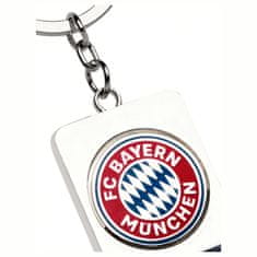 FotbalFans Klíčenka FC Bayern Mnichov. Oboustranná. Červená a stříbrná. 8,5x3,5cm