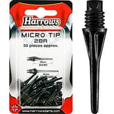 Harrows Hroty na šipky soft Micro, plastové, černé 30 ks/bal, 18mm, závit 2BA