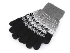 Kraftika 1pár šedá dámské / dívčí pletené rukavice norský vzor