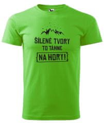 Hobbytriko Dětské tričko na hory - Šílené tvory to táhne na hory! Barva: Apple Green (92), Velikost: 10 let / 146 cm, Délka rukávu: Krátký rukáv