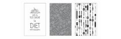 FARO Textil Sada 3 kuchyňských utěrek Kuke Diet 013 40x60 cm černobílá