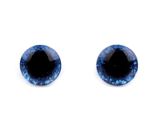 Kraftika 10sada (17) modrá safírová oči glitrové s pojistkou 10 mm
