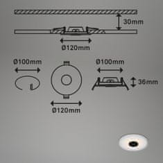 BRILONER BRILONER LED vestavné svítidlo, pr.12 cm, 3x LED, 6 W, 650 lm, černá IP44 BRI 7043-035