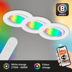 BRILONER BRILONER 3ks sada CCT RGB vestavné svítidlo, pr. 8,6 cm, 4,9 W, 400 lm, bílé BRILO 7373-036