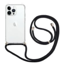 TopQ Kryt iPhone 15 Pro Max s černou šňůrkou průhledný 105213
