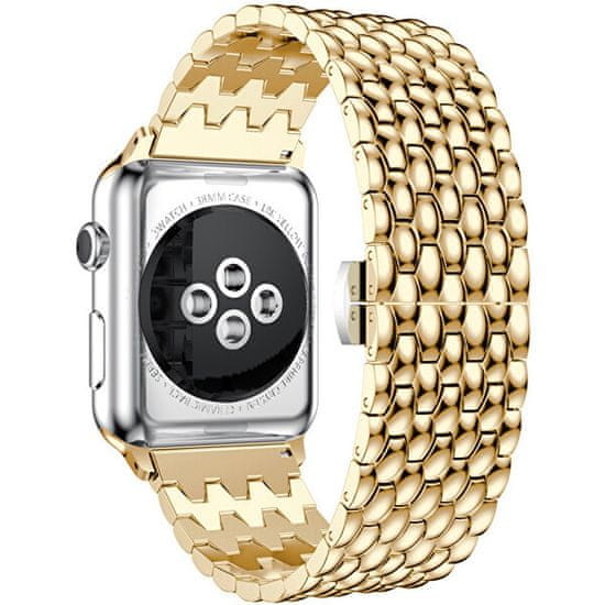 4wrist Ocelový tah s dračím vzorem pro Apple Watch 42/44/45/49 mm - Gold