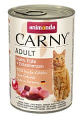 shumee ANIMONDA Carny Adult příchuť: kuřecí, krůtí, kachní srdce - mokré krmivo pro kočky - 400 g