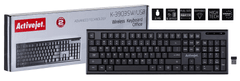 shumee Bezdrátová klávesnice Activejet K-3903SW černá, napájená 1x 1,5V AAA baterií