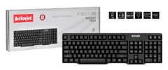 shumee Membránová klávesnice Activejet K-3021 (USB 2.0; (US); černá) drátová