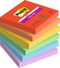 3M Samolepicí bloček "Super Sticky Playful", mix barev, 76 x 76 mm, 6x 90 listů, 7100258795