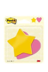 3M Samolepicí bloček ve tvaru hvězda a srdce, žlutá a růžová, 70 x 72 mm, 2x 30 listů, 7100236594