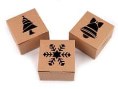 Kraftika 10ks hnědá přírodní vločka vánoční papírová krabička