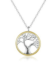 Klenoty Amber Stříbrný strom života se žlutým zlacením - přívěsek včetně řetízku