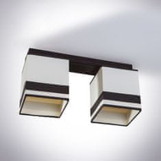 LIGHT FOR HOME Dřevěná lampa na liště se stínidly a textilním doplňkem LH033 "Granada", 2x60W, E27, hnědá