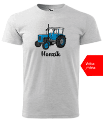Hobbytriko Dětské tričko s traktorem a jménem - Starý traktor Barva: Světle šedý melír (03), Velikost: 12 let / 158 cm