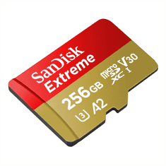SanDisk Extreme microSDXC 256GB + SD Adapter 190MB/s and 130MB/s Read/Write A2 C10 V30 UHS-I U3