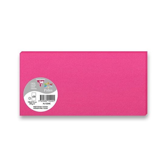 Clairefontaine Barevná dopisní karta 106 x 213 mm do DL obálek, 25 ks, růžová, DL