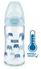 Nuk FC+ Lahev skleněná s kontrolou teploty 240 ml - modrá