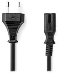 Nedis napájecí kabel pro adaptéry/ Euro zástrčka - konektor IEC-320-C7/ přímý-přímý/ dvoulinka/ černý/ bulk/ 0,5m