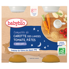 Babybio Večerní menu mrkev a rajčata s těstovinami 2x 200 g