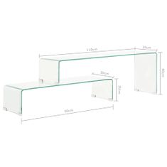 Vidaxl 2dílný konferenční stolek 90x30x20 / 110x30x40 cm tvrzené sklo