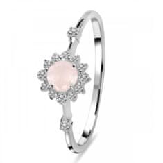 Klenoty Amber Luxusní stříbrný prsten růženín a topaz Kytička Velikost: 54
