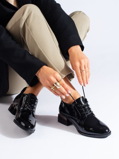 Vinceza Originální polobotky dámské černé na širokém podpatku + Ponožky Gatta Calzino Strech