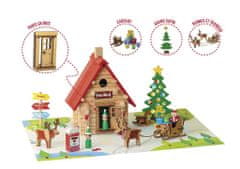 Jeujura Dřevěná stavebnice 90 dílů vánoční chata